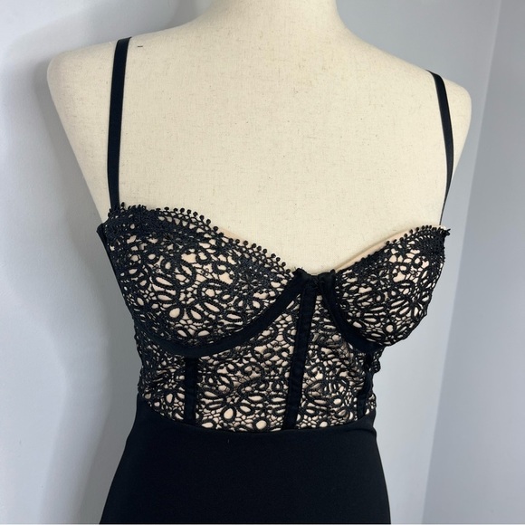 Mind Code Size Small Black Lace Corset Bodycon Dress NN13 - Picture 8 of 8